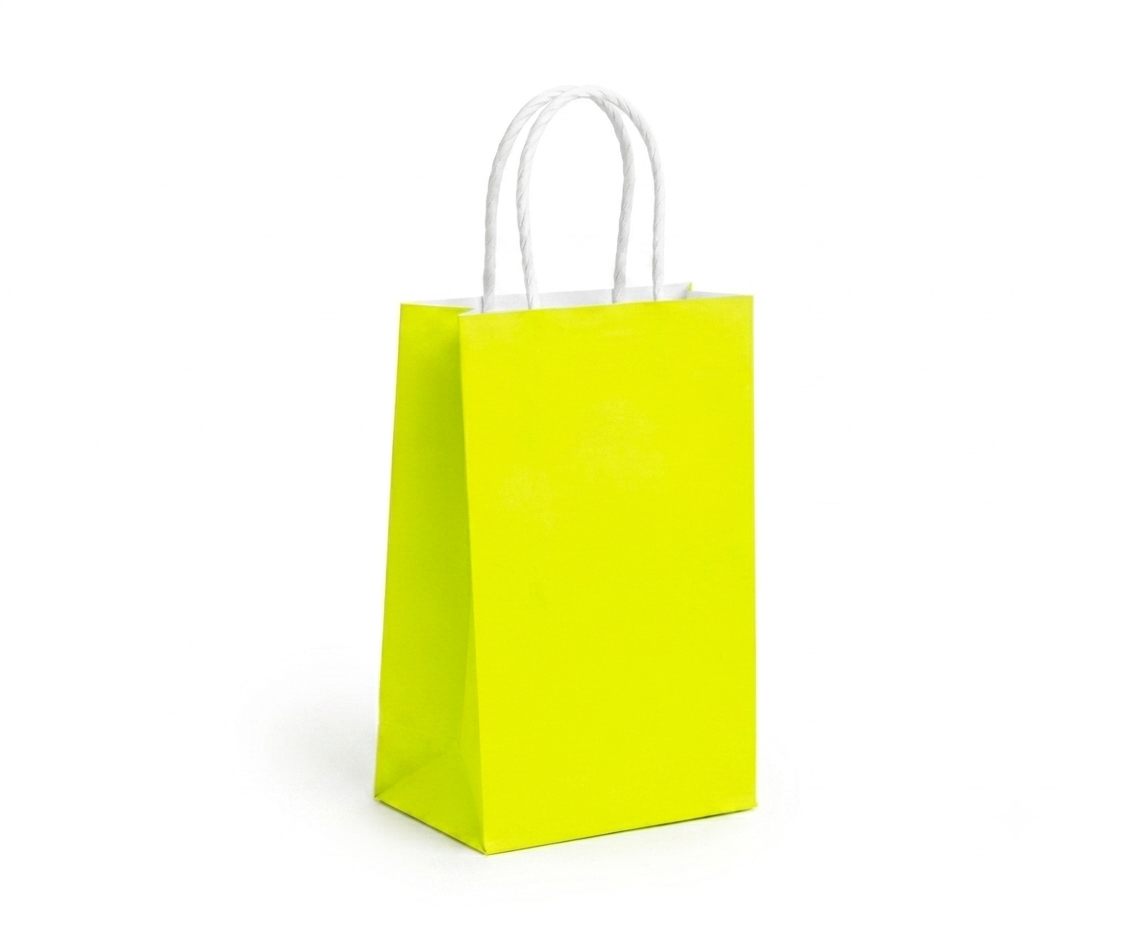Brightwon Yellow Fluorescent Paper Bags | Paper Bag for Gift Gift Bags for Return Gifts, Shopping, Corporate Gifting, Retail, Parties & Events